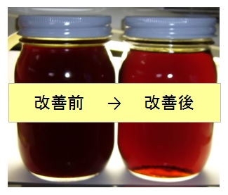 熱媒油での濾過試験の色改善結果